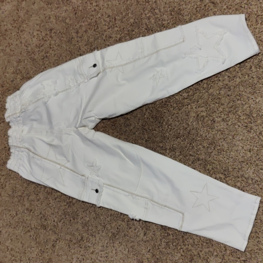 New Off White Star Embroidered Cargo Pants by Oli & Hali - Picture 2 of 5